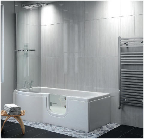 Walk in Shower Bath - Long low traditional style bath with door entry ...